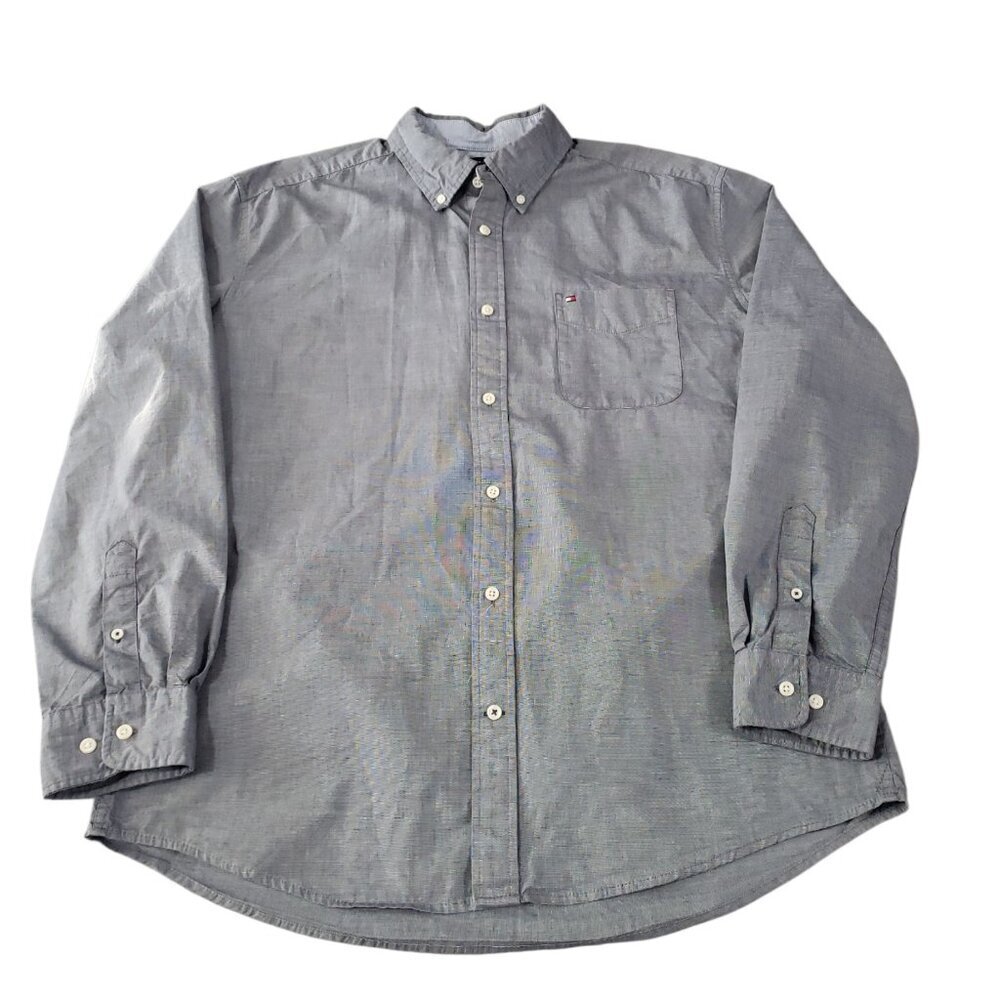 Tommy Hilfiger Mens Blue Long Sleeve Button Down Shirt Classic Fit XL